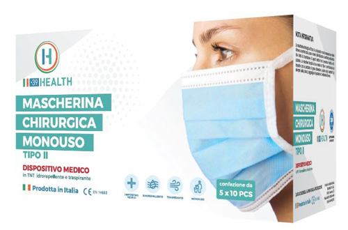 MASCHERINA CHIRURGICA MONOUSO TIPO II 50 PEZZI - FarmaLucia