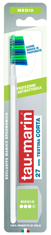 TAUMARIN PROFESSIONAL SPAZZOLINO 27 MEDIO TESTINA CORTA PROTEZIONE ANTIBATTERICA - FarmaLucia