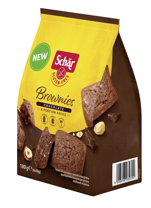 SCHAR BROWNIES CHOCOLATE TORTINA CON CIOCCOLATO E NOCCIOLE 6 MONOPORZIONI DA 30 G - FarmaLucia