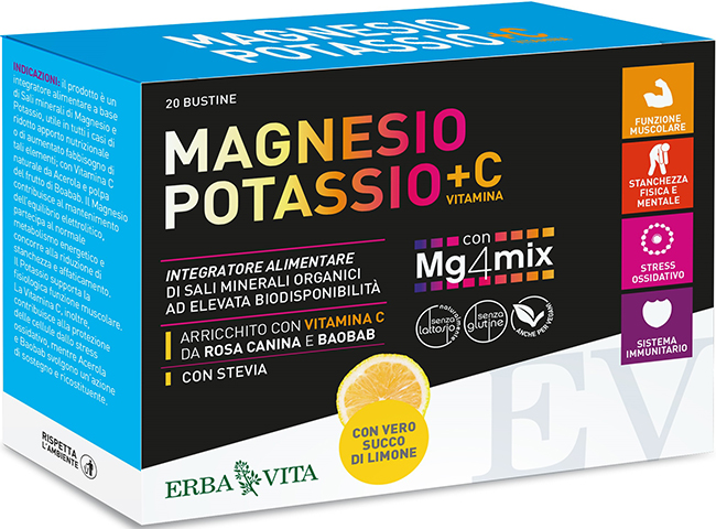MAGNESIO POTASSIO +C VITAMINA GUSTO LIMONE 20 BUSTINE DA 3,8 G - FarmaLucia