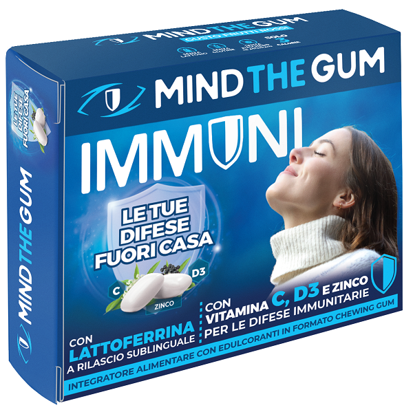 MIND THE GUM IMMUNI CON LATTOFERRINA 18 GOMME CONFETTATE SENZA ZUCCHERO - FarmaLucia