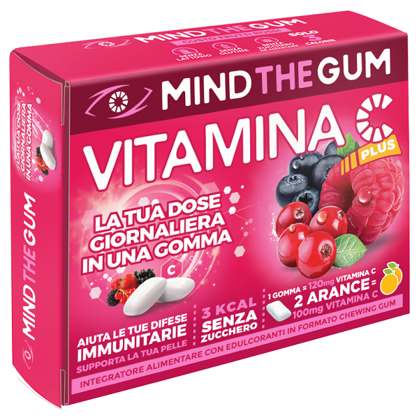 MIND THE GUM VITAMINA C FRUTTI ROSSI 18 GOMME CONFETTATE SENZA ZUCCHERO - FarmaLucia