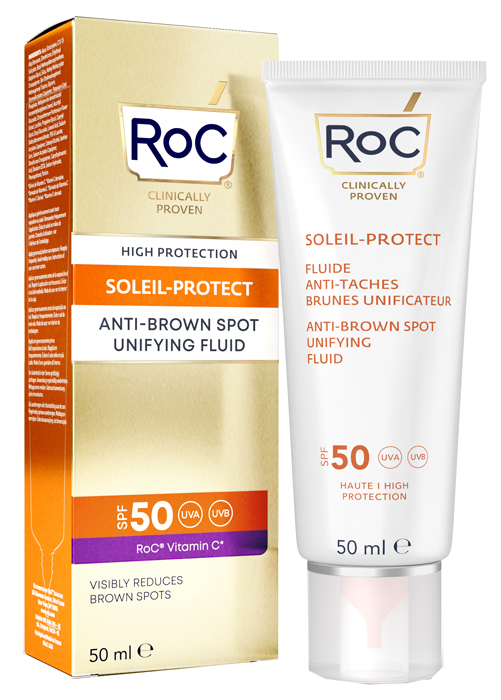 ROC FLUIDO SOLARE VISO SPF 50+ ANTIMACCHIE BRUNE  50 ML - FarmaLucia