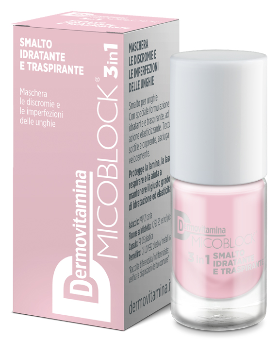 DERMOVITAMINA MICOBLOCK 3 IN 1 SMALTO IDRATANTE E TRASPIRANTE ROSA CHIARO 5 ML - FarmaLucia