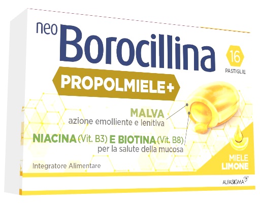 NEOBOROCILLINA PROPOLMIELE+ MIELE/LIMONE 16 PASTIGLIE - Nessun limite di pezzi in acquisto - FarmaLucia
