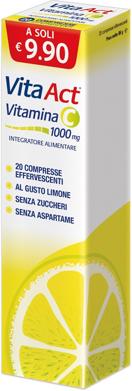 VITA ACT VITAMINA C 1000MG 20 COMPRESSE EFFERVESCENTI LIMONE - FarmaLucia