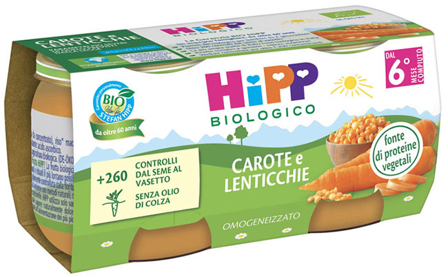 HIPP BIO OMOGENEIZZATO CAROTE/LENTICCHIE 2X80 G - FarmaLucia
