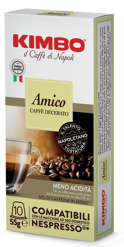 KIMBO AMICO CAFFE' TORREFATTO DECERATO E MACERATO 10 CAPSULE COMPATIBILI NESPRESSO 5,5 G - FarmaLucia