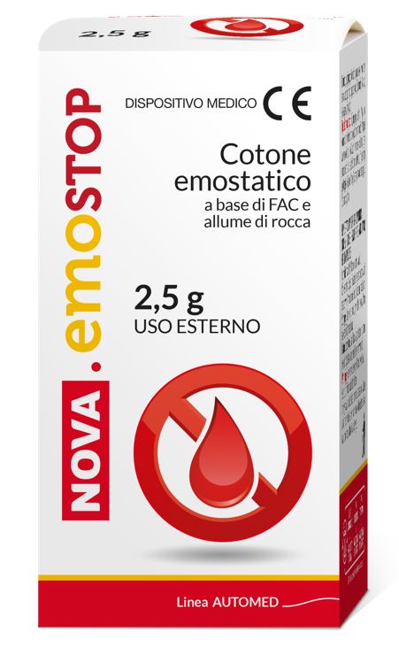 COTONE EMOSTATICO NOVA EMOSTOP CON FAC E ALLUME DI ROCCA 2,5 G - FarmaLucia