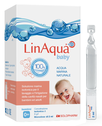 SOLUZIONE ISOTONICA PER LAVAGGI NASALI LINAQUA BABY 30 FLACONCINI MONODOSE 2ML - FarmaLucia
