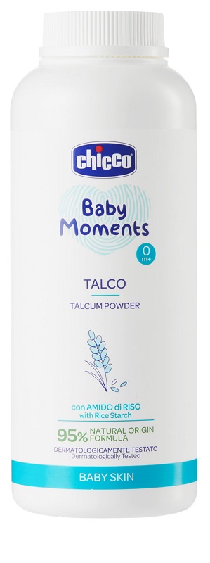 CHICCO BABY MOMENTS TALCO IN POLVERE CON AMIDO DI RISO 150 G - FarmaLucia