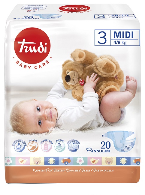 TRUDI BABY CARE PANNOLINO BAMBINI MIDI 4/9 KG 20 PEZZI - FarmaLucia