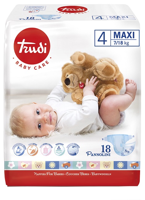 TRUDI BABY CARE PANNOLINO BAMBINI MAXI 7/18 KG 18 PEZZI - FarmaLucia