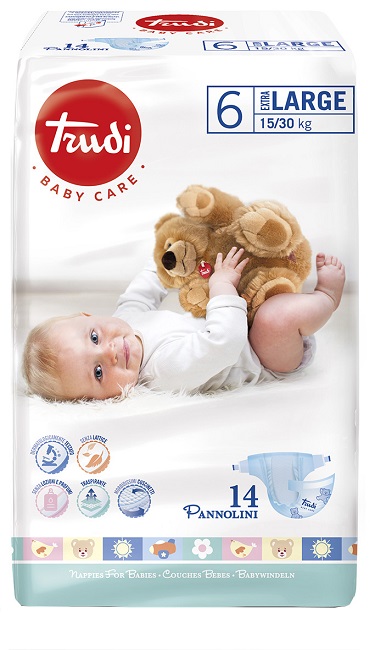 TRUDI BABY CARE PANNOLINO BAMBINI EXTRALARGE 15/30 KG 14 PEZZI - FarmaLucia