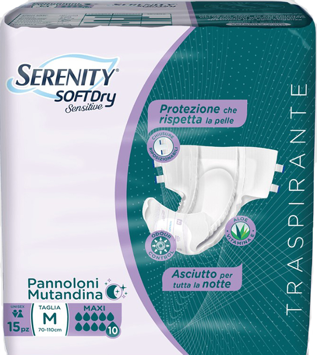 PANNOLONE MUTANDINA SERENITY SD SENSITIVE MAXI M 15 PEZZI - FarmaLucia