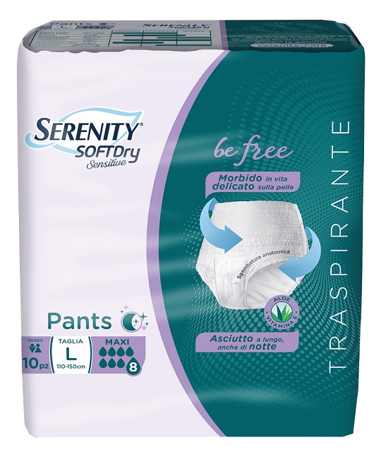 SERENITY PANTS SD SENSITIVE BE FREE MAXI L 10 PEZZI - FarmaLucia