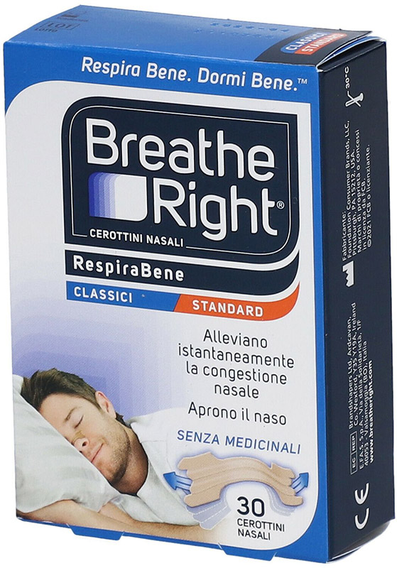 CEROTTI NASALI BREATHE RIGHT CLASSICI 30 PEZZI - FarmaLucia
