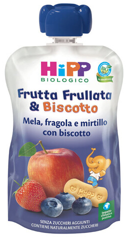 HIPP BIO FRUTTA FRULL&BISCOTTO MELA FRAGOLA MIRTILLO BISCOTTO 90 G - FarmaLucia