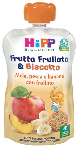 HIPP BIO FRUTTA FRULLATA &BISCOTTO MELA PESCA BANANA FROLLINO 90 G - FarmaLucia