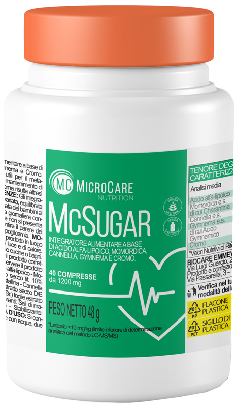MICROCARE NUTRITION MC SUGAR 40 COMPRESSE DA 1200 MG - FarmaLucia