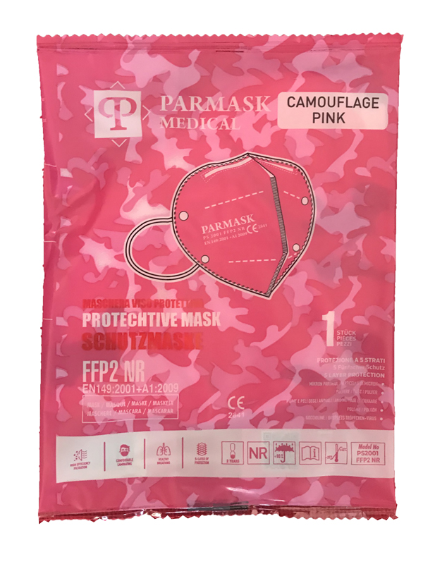 MASCHERINA FFP2 PS2001 CAMOUFLAGE ROSA 1 PEZZO - FarmaLucia