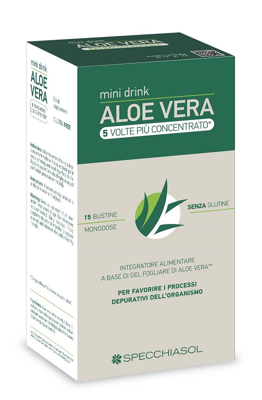 ALOE VERA MINI DRINK 5 VOLTE PIU' CONCENTRATO 15 BUSTINE DA 10 ML - FarmaLucia