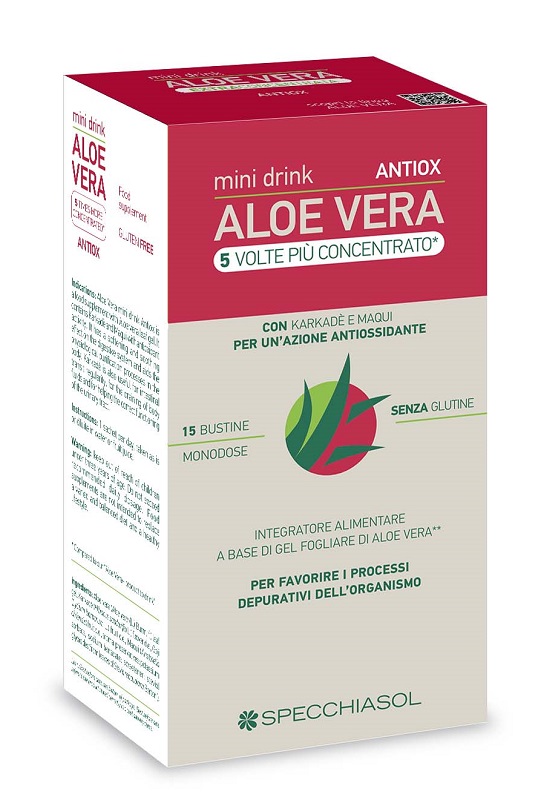 ALOE VERA ANTIOX MINI DRINK 5 VOLTE PIU' CONCENTRATO 15 BUSTINE DA 10 ML - FarmaLucia