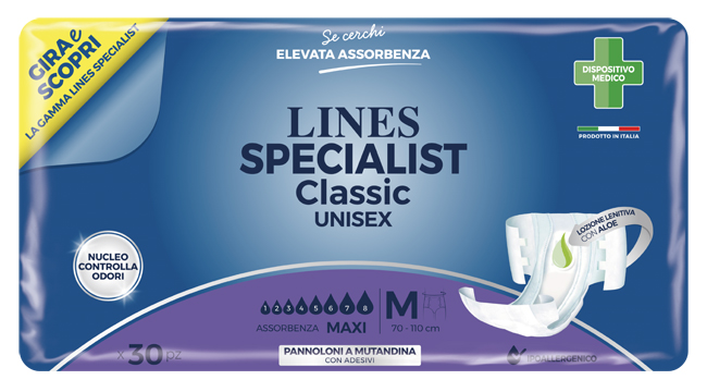 PANNOLONE A MUTANDINA LINES SPECIALIST CLASSIC MAXI MISURA MEDIA 30 PEZZI - FarmaLucia