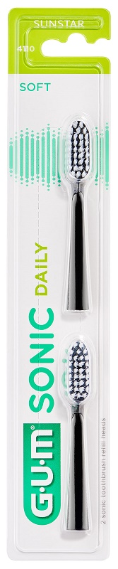GUM SONIC DAILY SPAZZOLINO BATTERIA REFILL BLACK 2 PEZZI - FarmaLucia