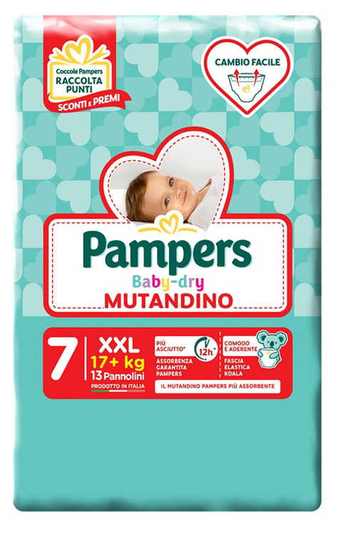 PANNOLINI MUTANDADINA PAMPERS BABYDRY XXL SMALL PACK 13 PEZZI - FarmaLucia