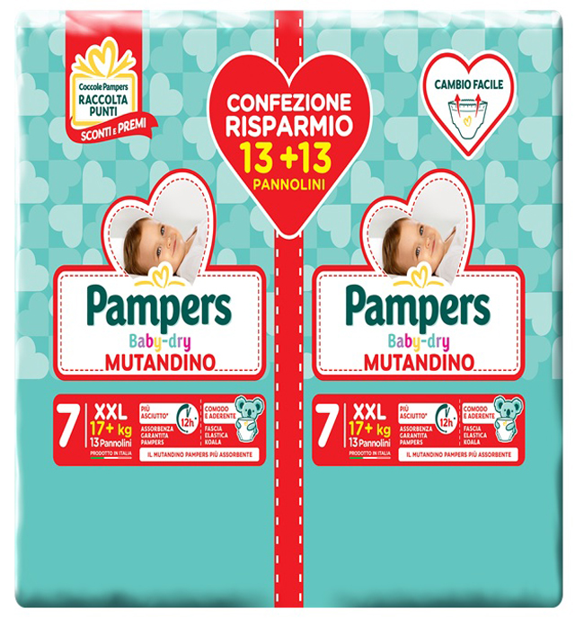 PAMPERS BABY DRY MUTANDINA DUO DOWNCOUNT XXL 26 PEZZI - FarmaLucia
