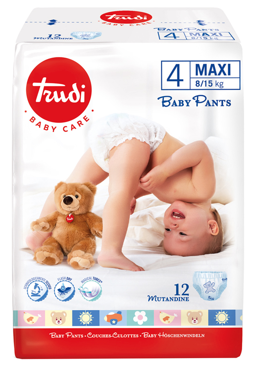 TRUDI BABY CARE PANTS MAXI 8/15KG 12 PEZZI - FarmaLucia