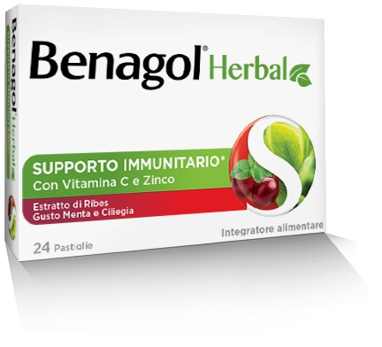 BENAGOL HERBAL MENTA E CILIEGIA 24 PASTIGLIE - FarmaLucia