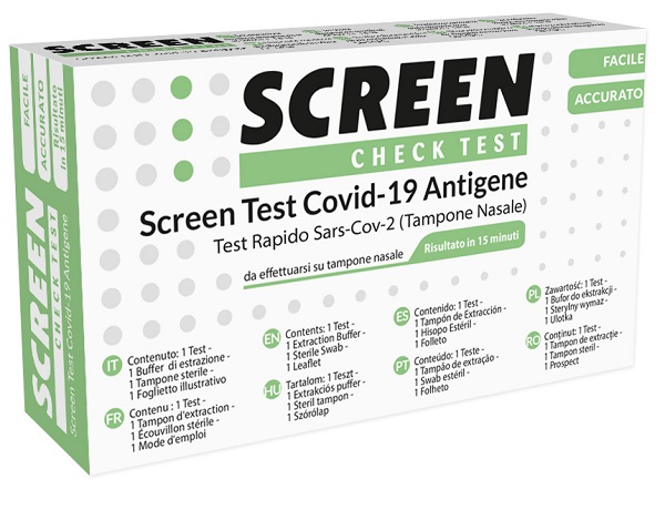 SCREEN TEST AUTODIAGNOSTICO ANTIGENICO RAPIDO COVID-19 SARS-COV-2 TAMPONI NASALI SELFTEST COVID TEST ANTIGENE SCREEN - FarmaLucia