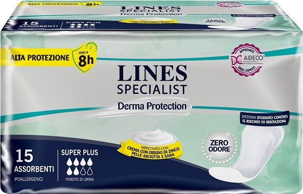 PANNOLONE PER INCONTINENZA LINES SPECIALIST DERMA SAGOMATO ANATOMICO SUPER PLUS 15 PEZZI - FarmaLucia