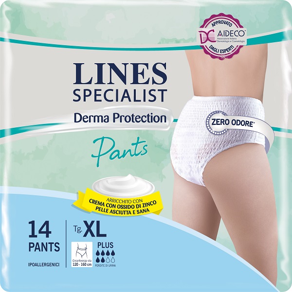 PANNOLONE PER INCONTINENZA LINES SPECIALIST DERMA PANTS PLUS XL 14 PEZZI - FarmaLucia