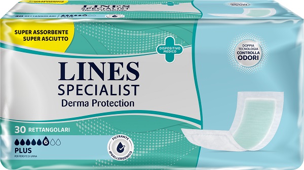 PANNOLONE PER INCONTINENZA LINES SPECIALIST DERMA RETTANGOLARE 30 PEZZI - FarmaLucia