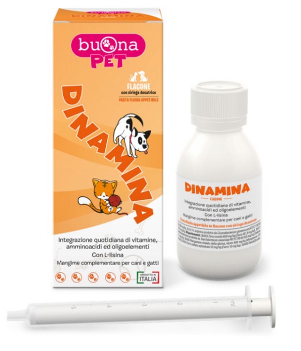 DINAMINA CANI GATTI FLACONE CON SIRINGA DOSATRICE IN PASTA 60 G BUONAPET - FarmaLucia