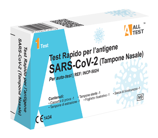 TEST ANTIGENICO RAPIDO COVID-19 ALLTEST AUTODIAGNOSTICO DETERMINAZIONE QUALITATIVA ANTIGENI SARS-COV-2 IN TAMPONI NASALI MEDIANTE IMMUNOCROMATOGRAFIA - FarmaLucia