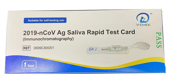 TEST ANTIGENICO RAPIDO COVID-19 V-CHEK AUTODIAGNOSTICO DETERMINAZIONE QUALITATIVA ANTGENI SARS-COV-2 IN TAMPONI SALIVARI MEDIANTE IMMUNOCROMATOGRAFIA - FarmaLucia