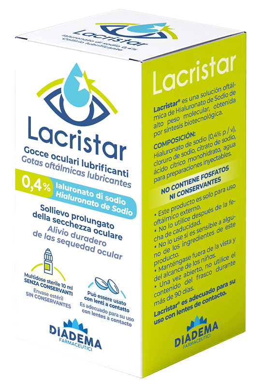 LACRISTAR GOCCE OCULARI LUBRIFICANTI 0,4% IALURONATO DI SODIO MULTIDOSE 10 ML - FarmaLucia