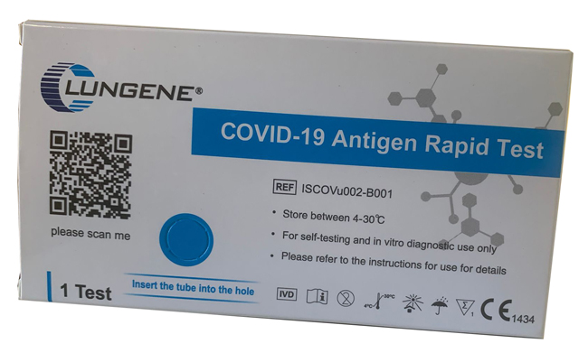 TEST ANTIGENICO RAPIDO COVID-19 CLUNGENE AUTODIAGNOSTICO DETERMINAZIONE QUALITATIVA ANTGENI SARS-COV-2 IN TAMPONI NASALI MEDIANTE IMMUNOCROMATOGRAFIA - FarmaLucia