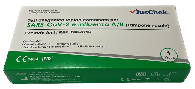 TEST ANTIGENICO RAPIDO COVID-19 ALLTEST AUTODIAGNOSTICO DETERMINAZIONE QUALITATIVA ANTIGENI SARS-COV-2 E INFLUENZA A+B IN TAMPONI NASALI MEDIANTE IMMUNOCROMATOGRAFIA - FarmaLucia