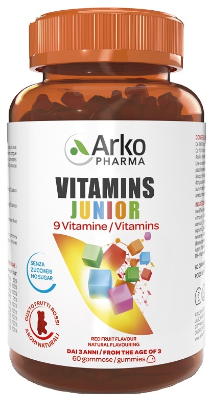 VITAMINS JUNIOR 60 GUMMIES SENZA ZUCCHERI GUSTO FRUTTI ROSSI - FarmaLucia
