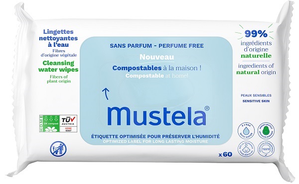 MUSTELA SALVIETTE ACQUA COMPOSTABILI SENZA PROFUMO 60 PEZZI - FarmaLucia