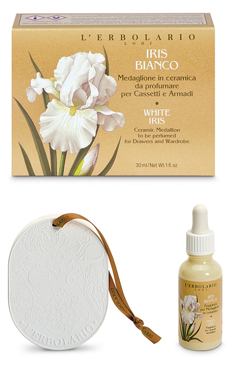 IRIS BIANCO MEDAGLIONE CERAMICA PROFUMATO CASSETTI ARMADI - FarmaLucia
